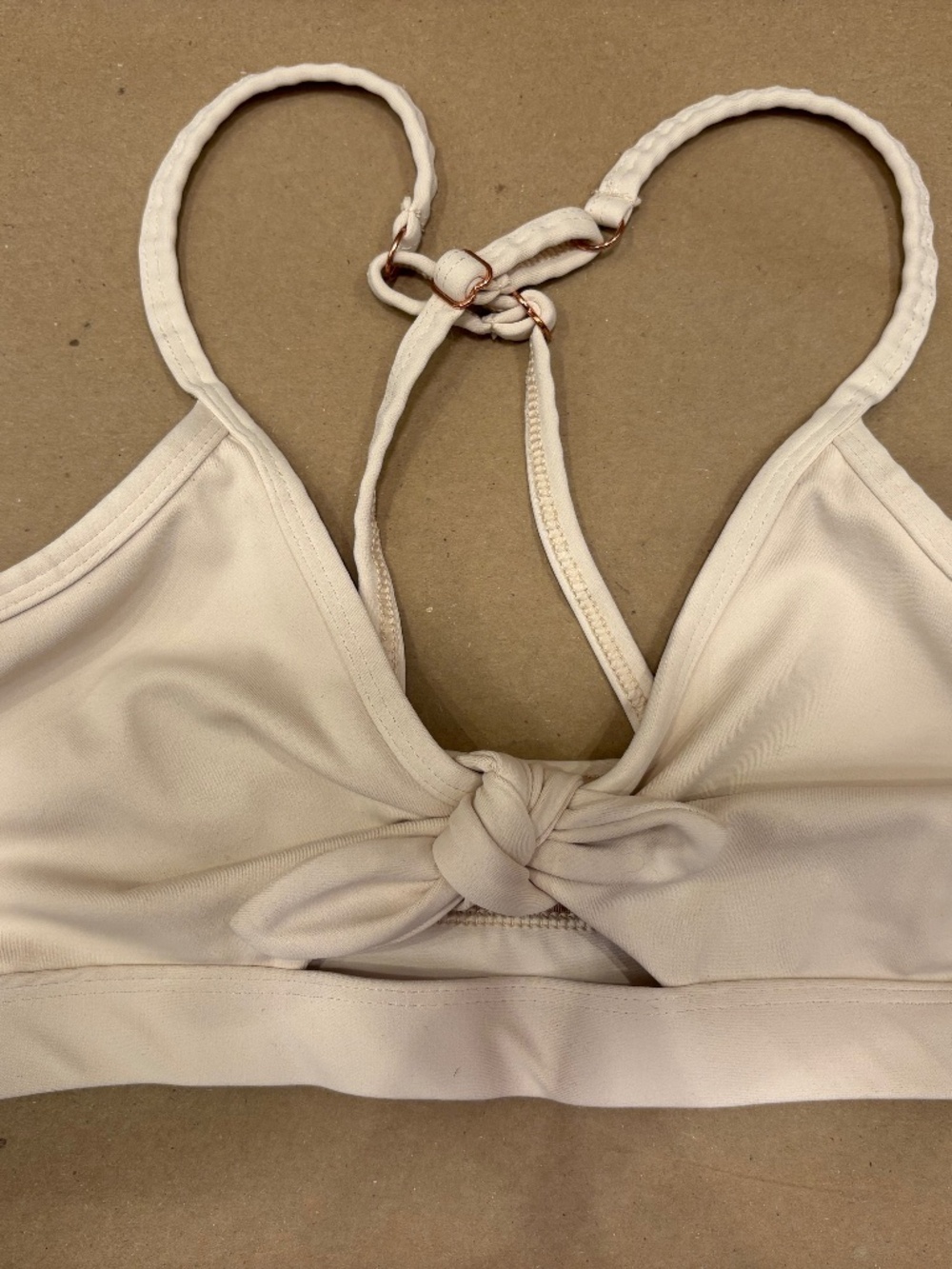 L'Urv Twisted Tie Front Beige Sports Bra in Small S